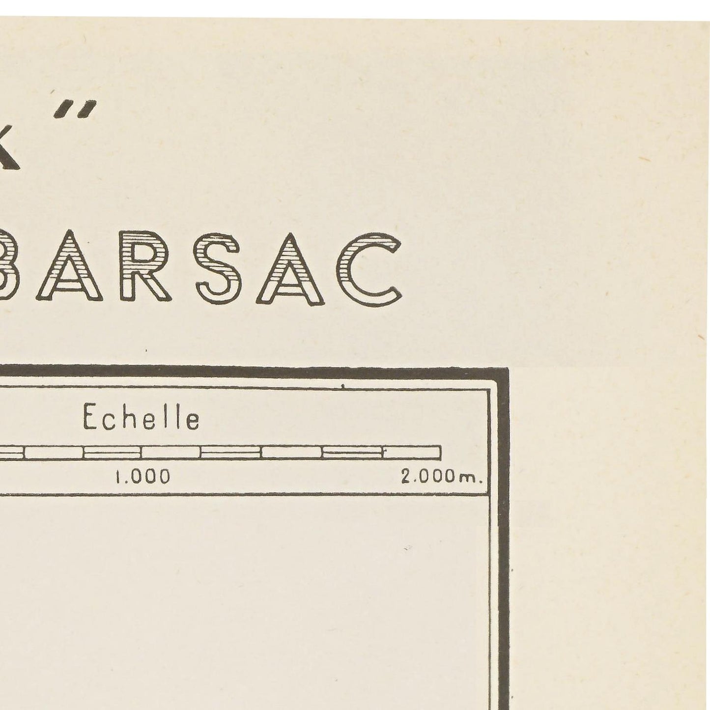 Vintage map or diagram with 'Barsac' text and measurement scale on a beige background