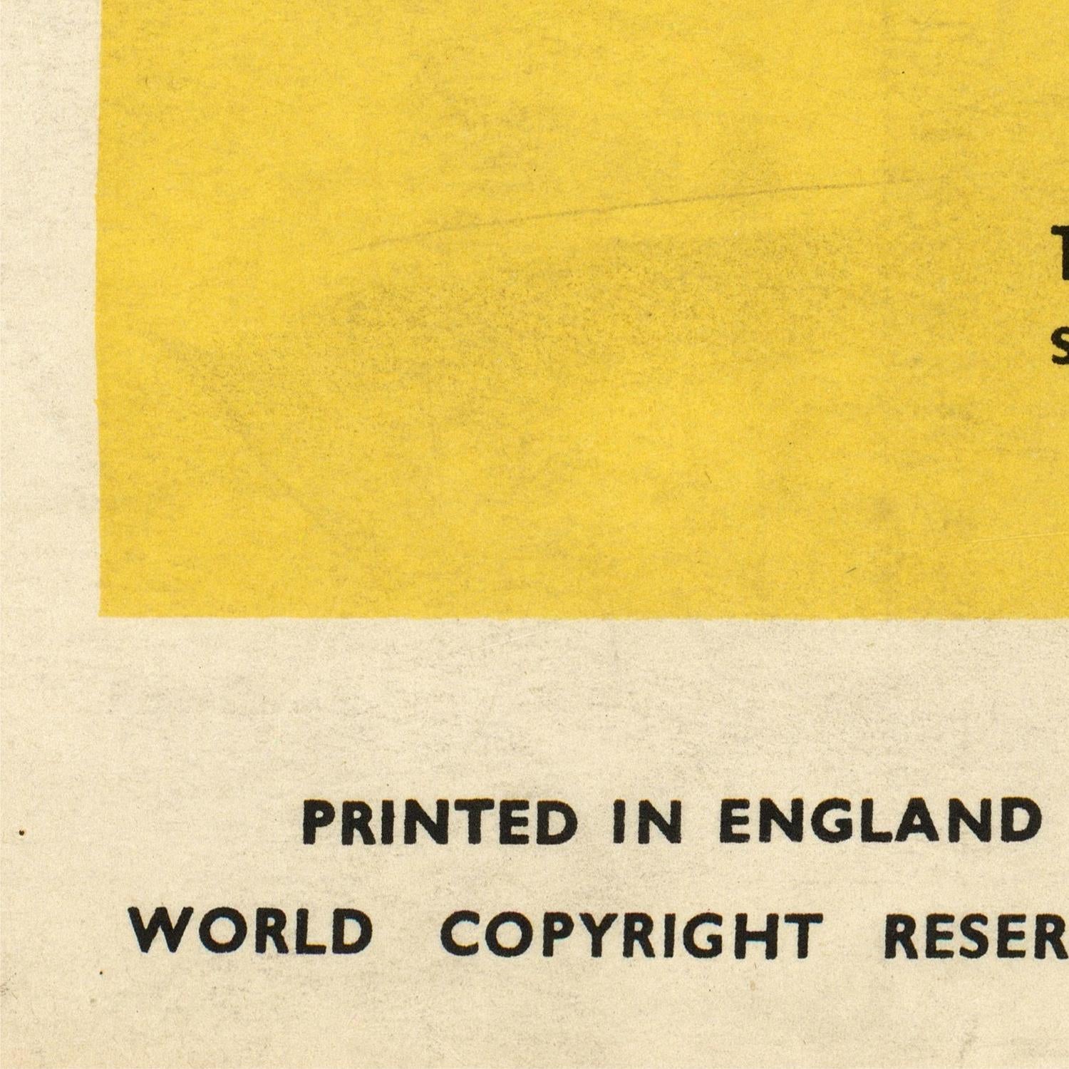 Text on a yellow and beige background with 'Printed in England' and 'World Copyright Reserved'.