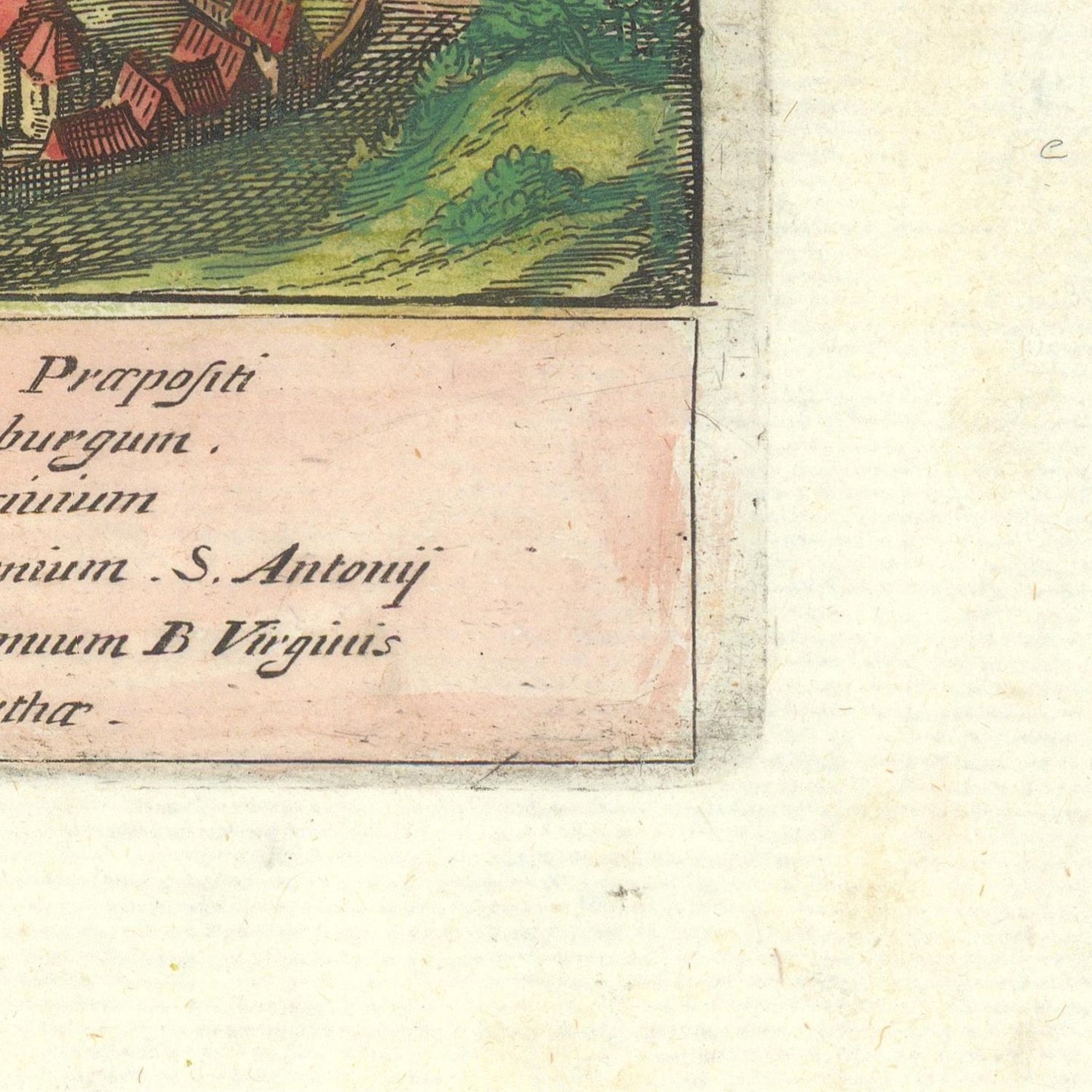 Vintage map detail with text and color blocks