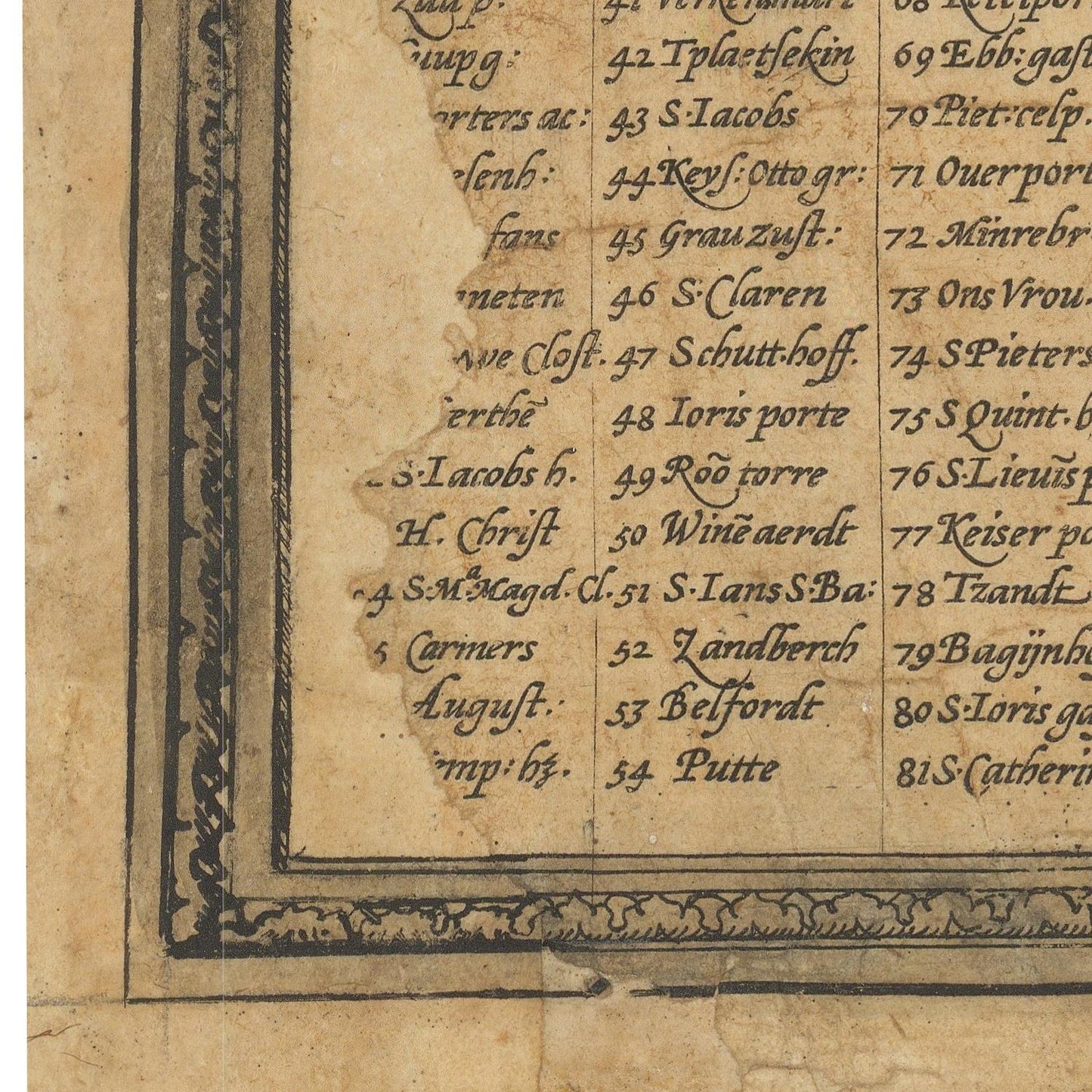 Close-up of an old document with text and decorative elements on a beige background