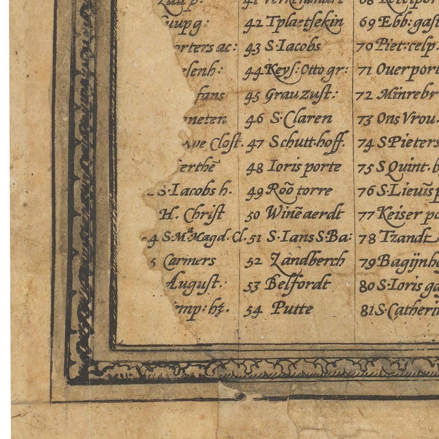 Close-up of an old document with text and decorative elements on a beige background