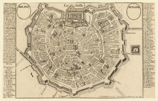 Vintage map of a city layout with cardinal directions and text on a beige background