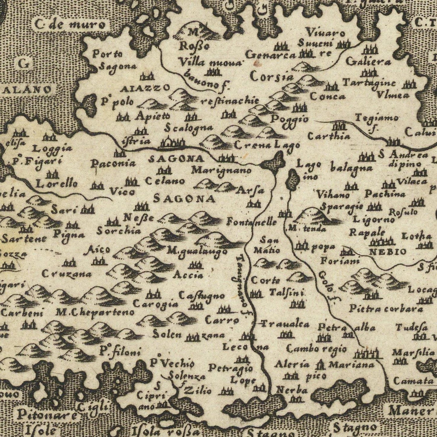Vintage map with text and geographical features