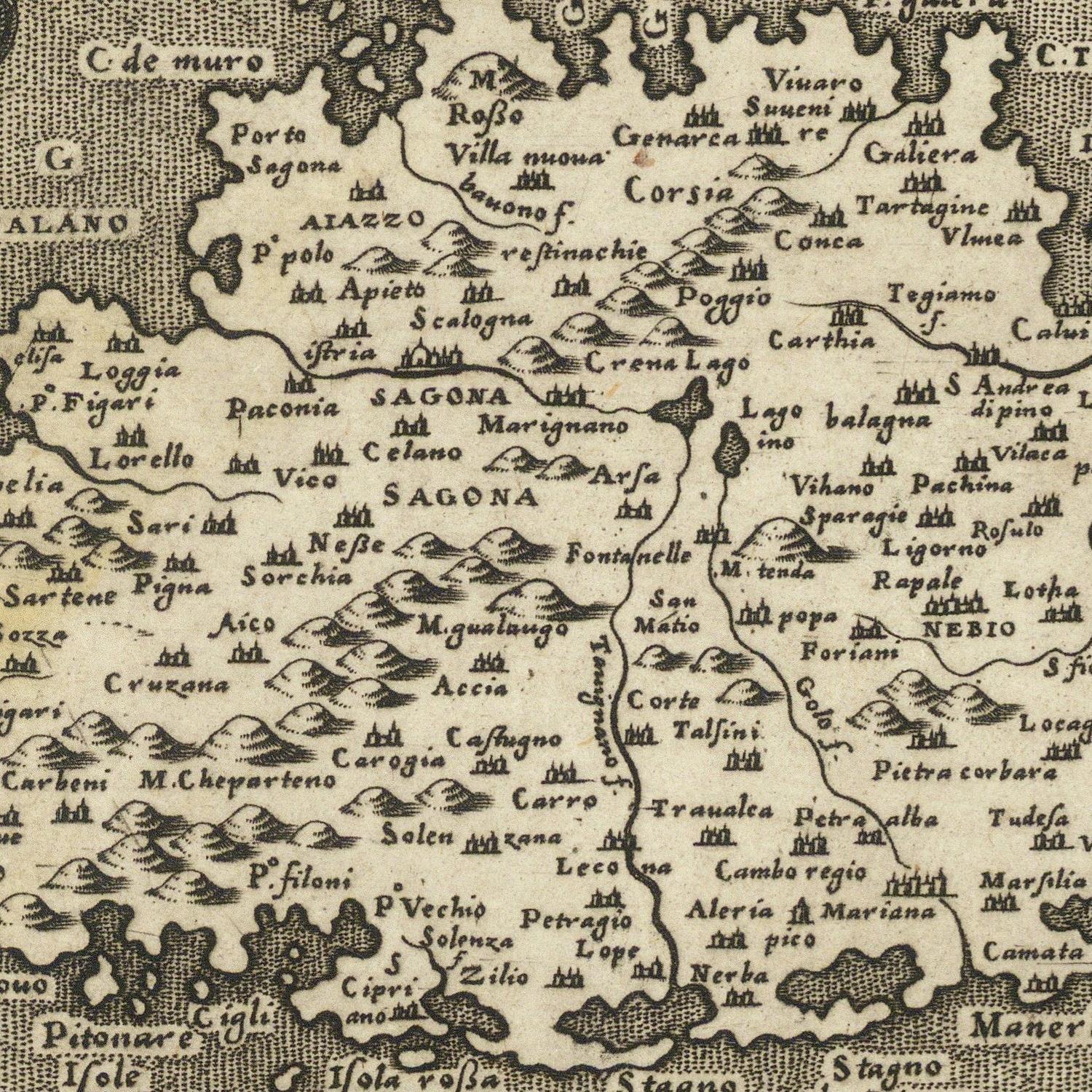 Vintage map with text and geographical features