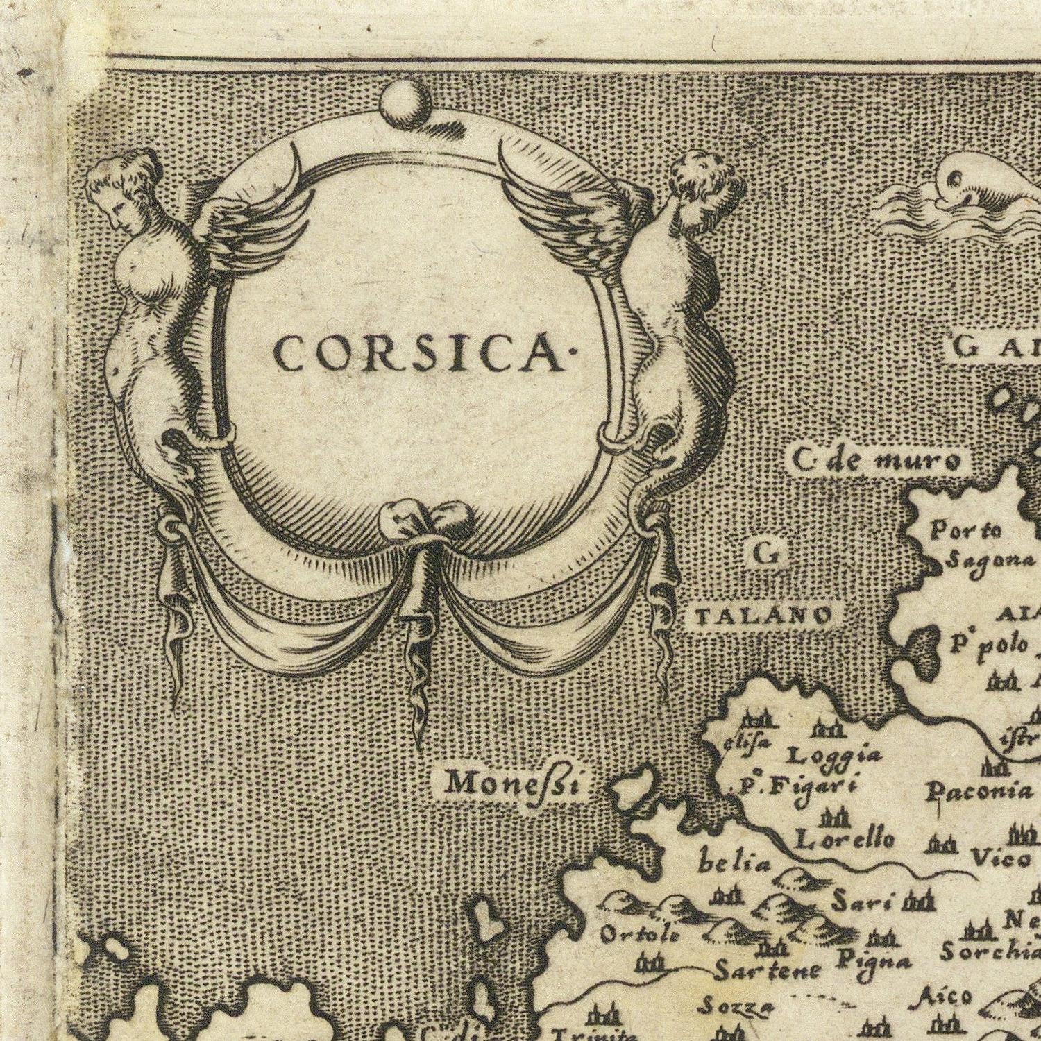 Vintage map of Corsica with decorative elements