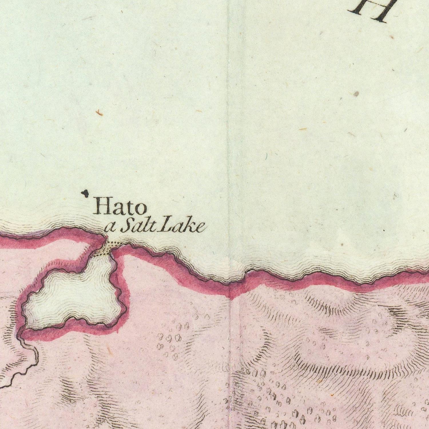 Vintage map section labeled 'Hato a Salt Lake' with pink and brown colors.