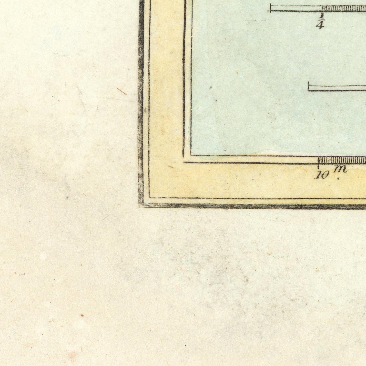 Corner of a vintage map with measurement details on a textured beige background