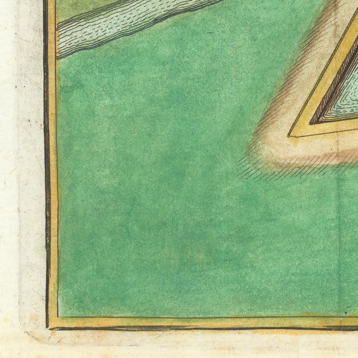 Close-up of a green field with a geometric design on a textured surface