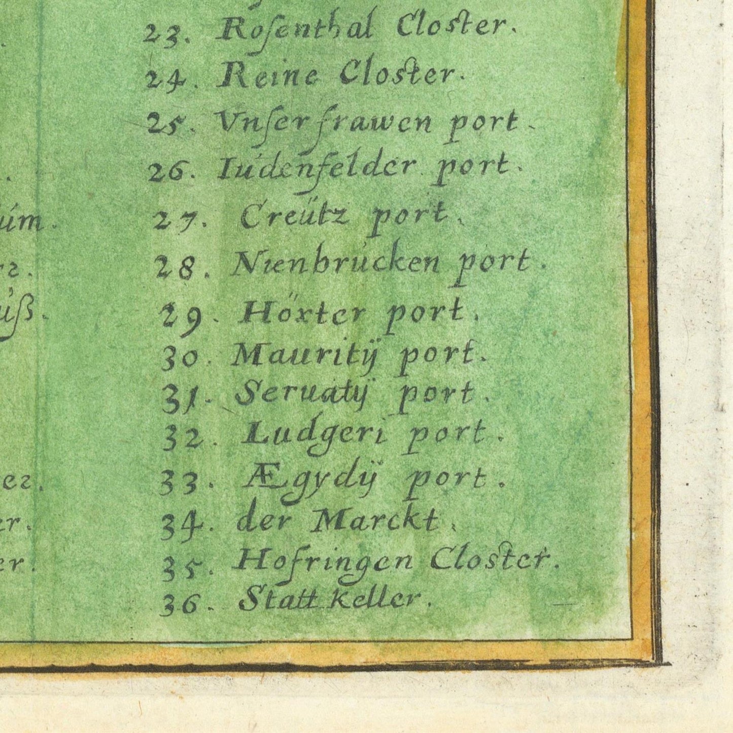 Text on a green background with a gold border
