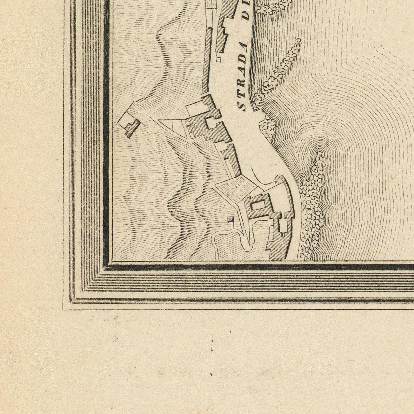 Vintage map or diagram with labeled 'Strada di'
