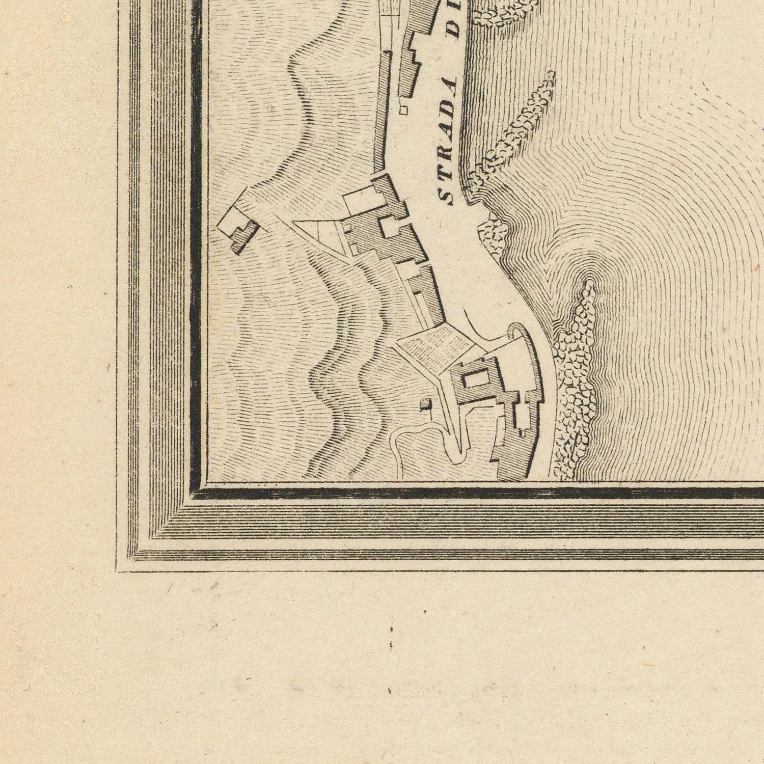 Vintage map or diagram with labeled 'Strada di'