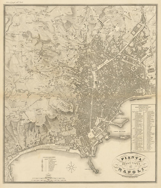 Vintage map of Naples with detailed layout of streets and landmarks
