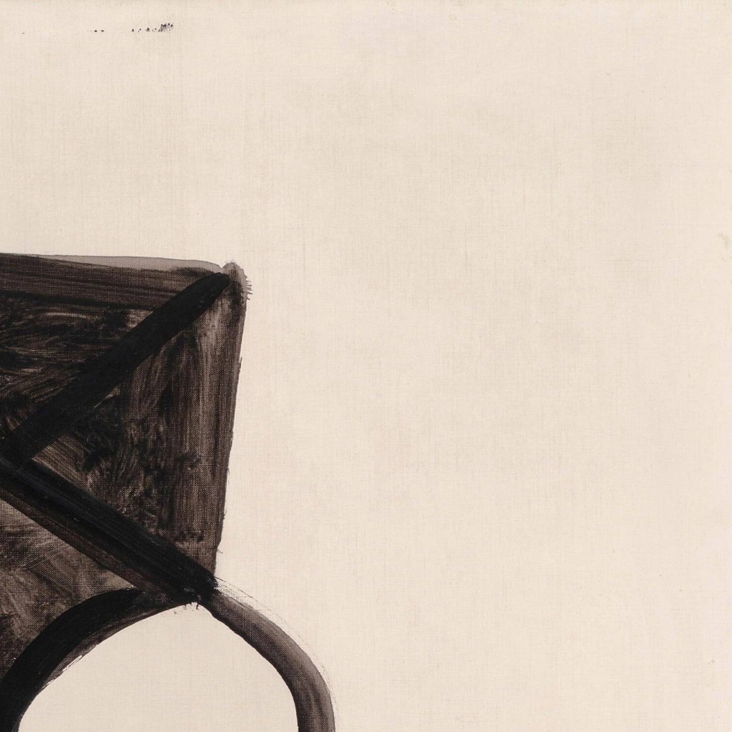 Abstract black and white artwork on a beige background