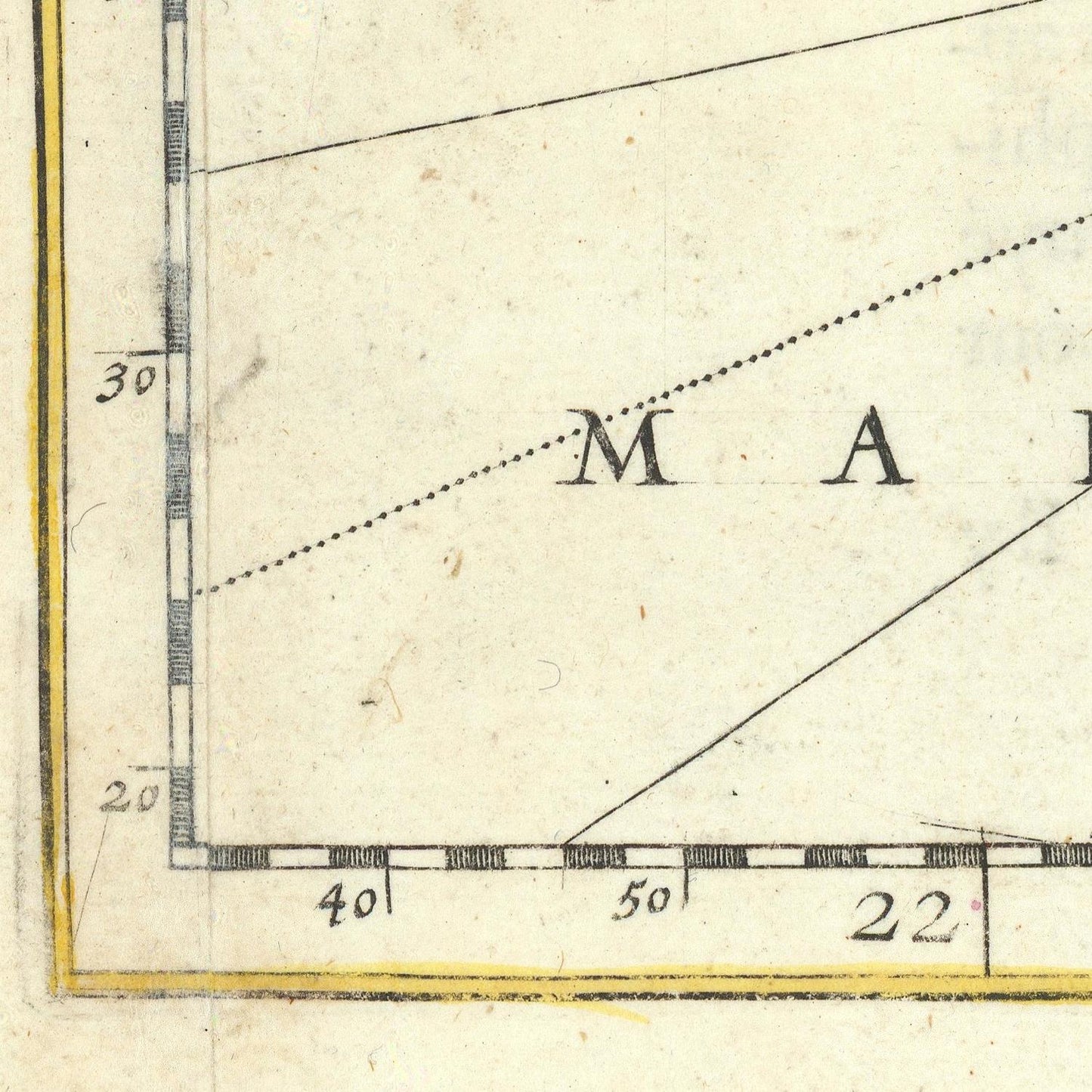 Old map or chart with measurements and labels on a beige background