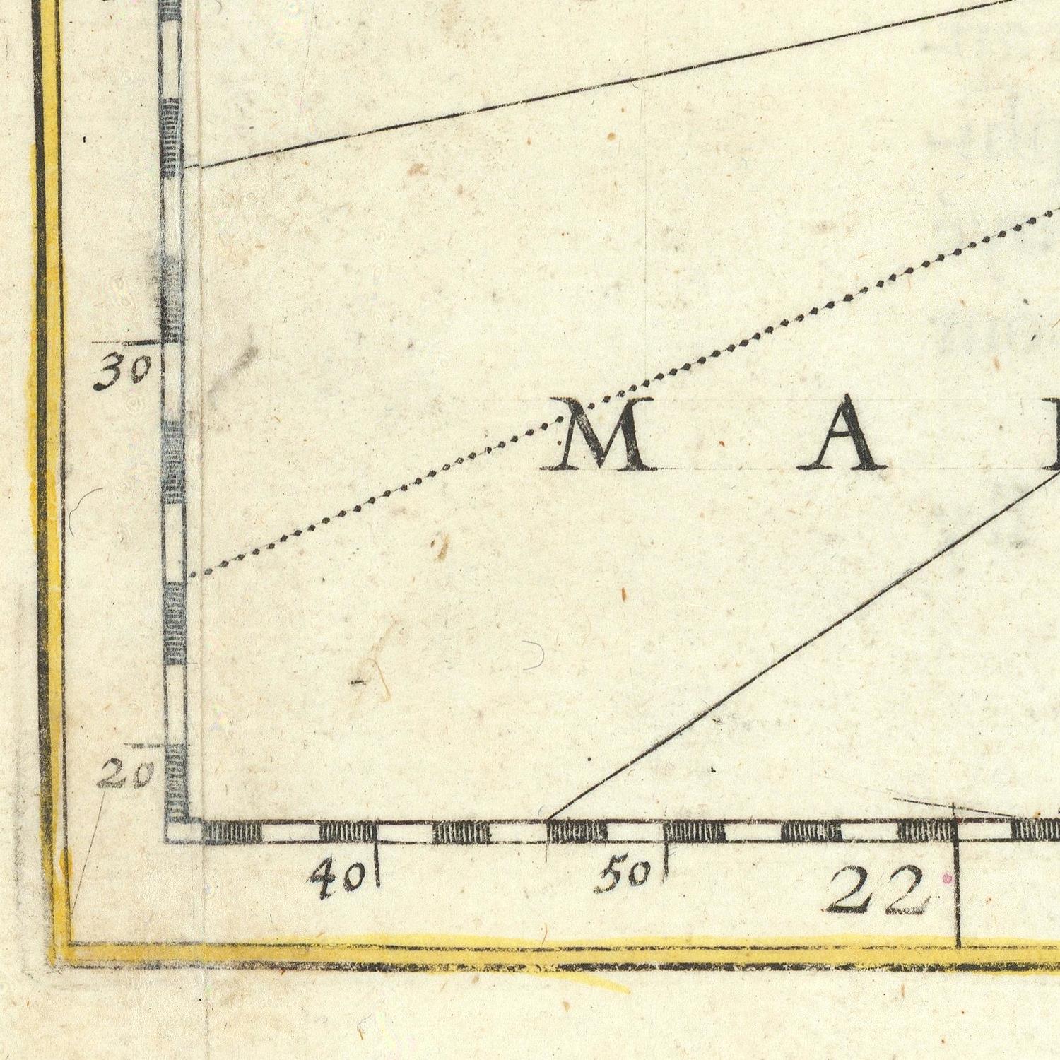Old map or chart with measurements and labels on a beige background