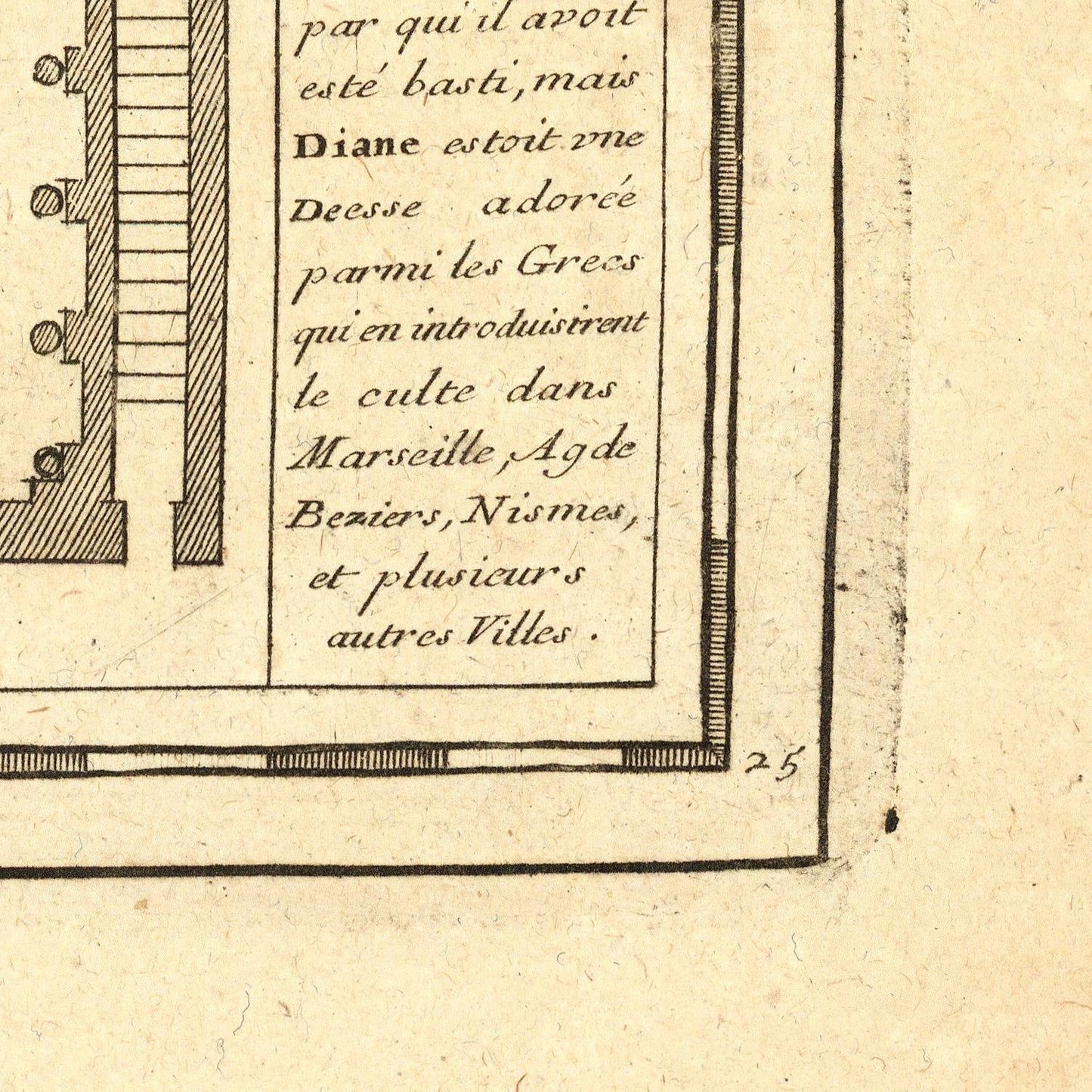 Text on a architectural drawing with decorative elements
