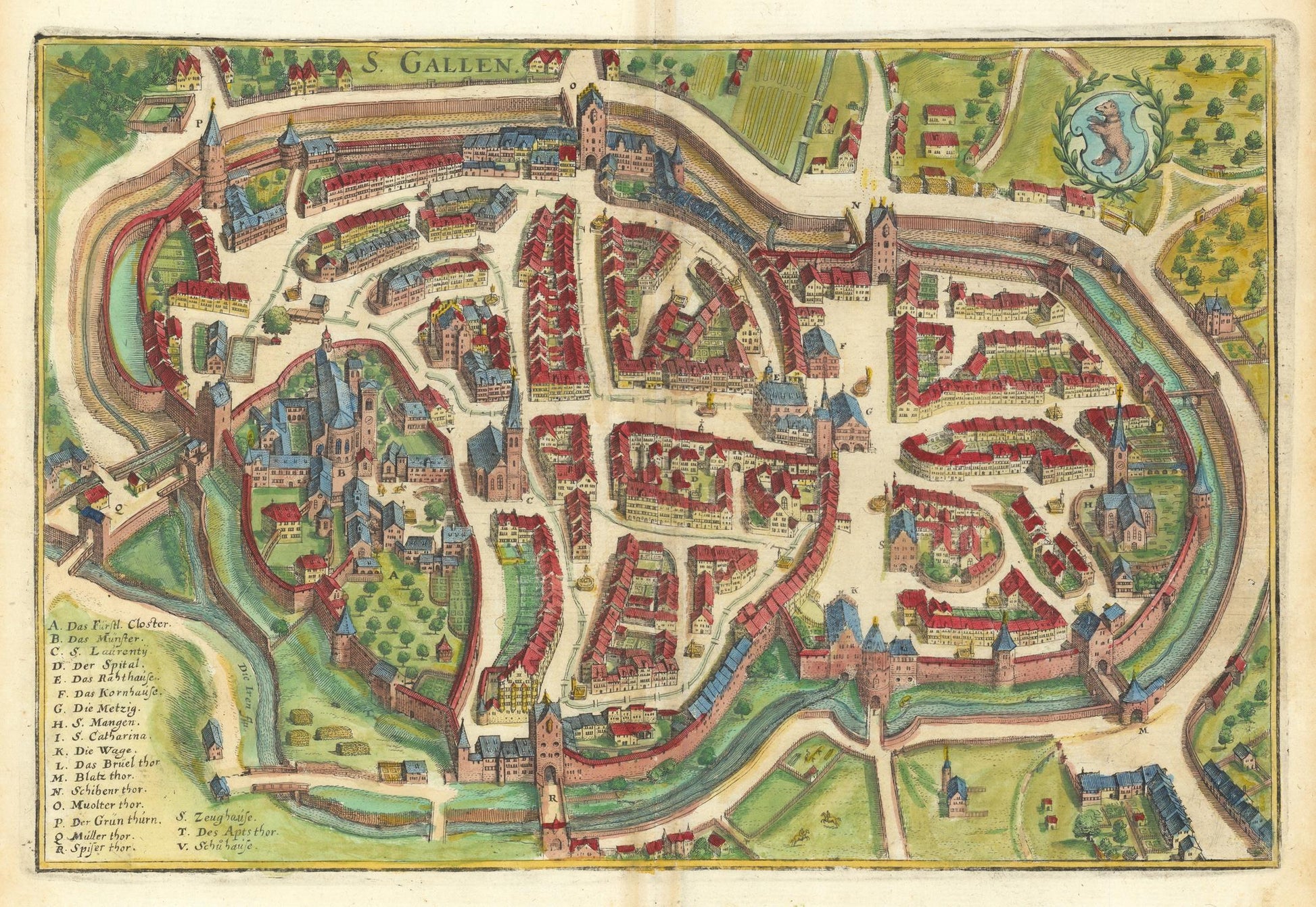 Vintage map of a city with detailed布局