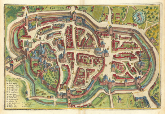 Vintage map of a city with detailed布局