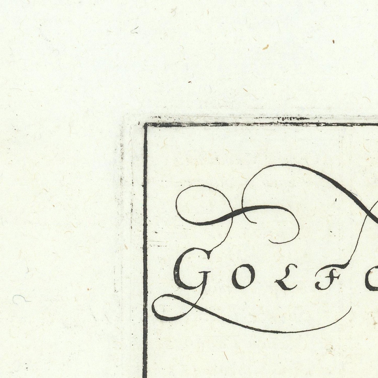 Close-up of a vintage printed page with black cursive script inside a thin rectangular border on an off-white paper background.