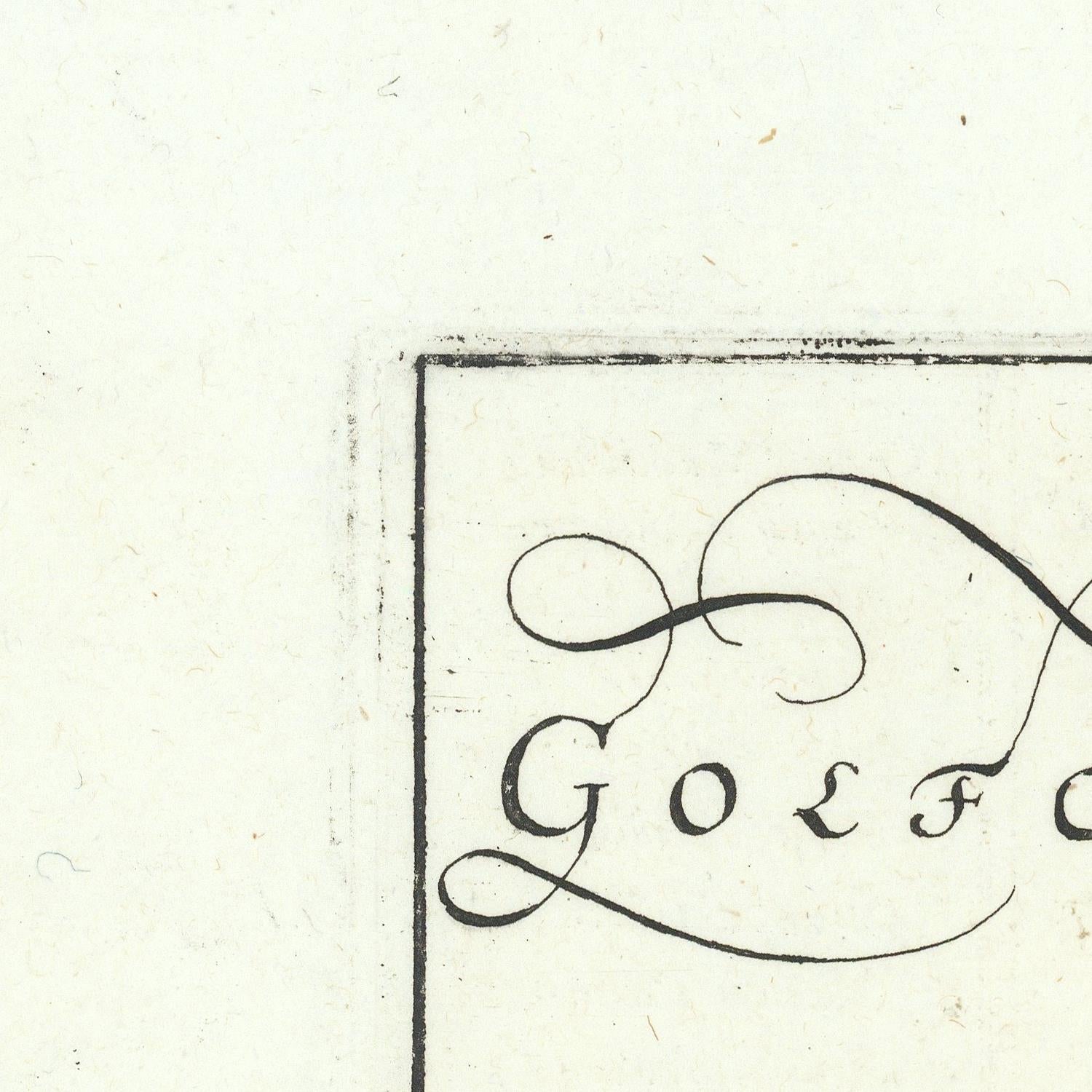 Close-up of a vintage printed page with black cursive script inside a thin rectangular border on an off-white paper background.