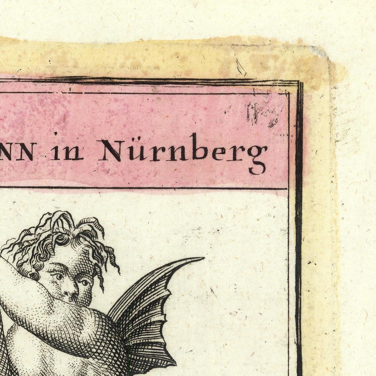 Close-up of a vintage printed page corner with a pink header reading '.