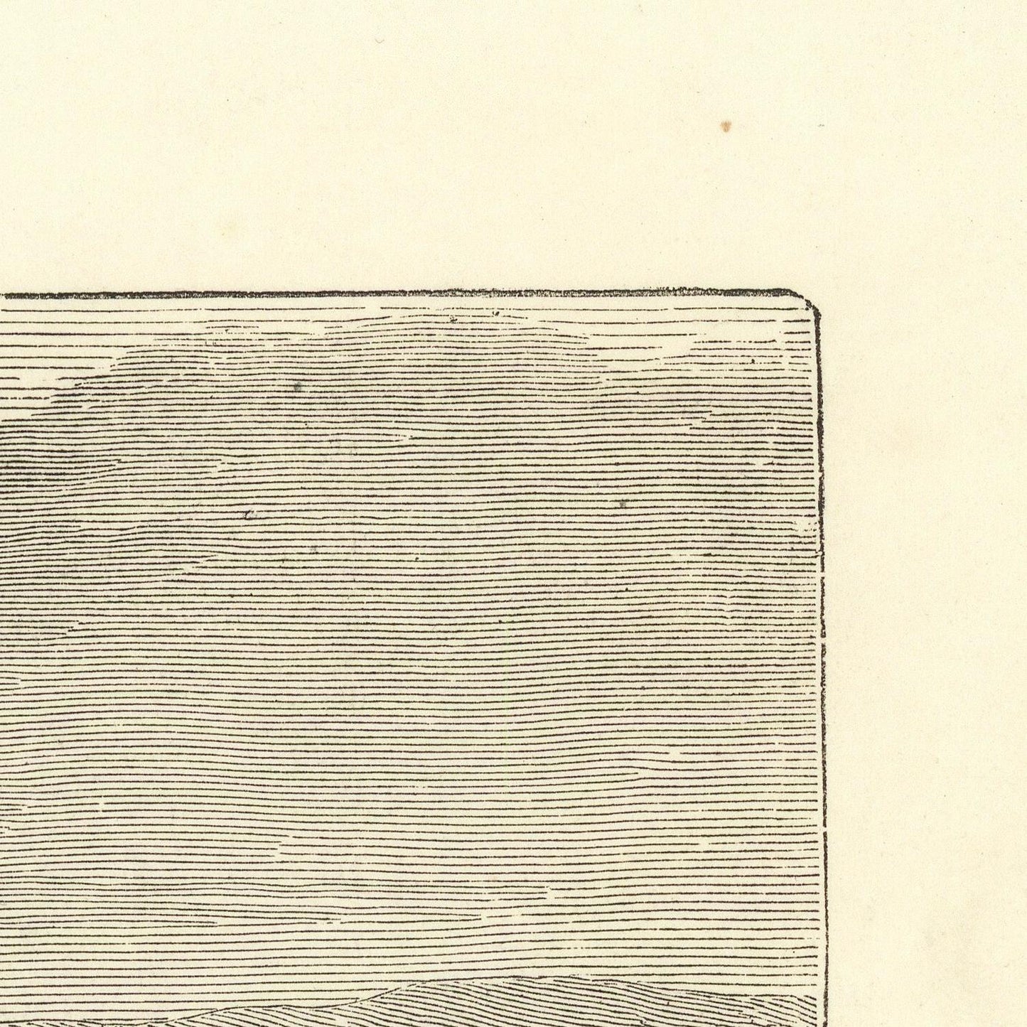 A close-up detail of a vintage black ink line drawing on aged cream paper, showing the corner of a rectangular grid or map.