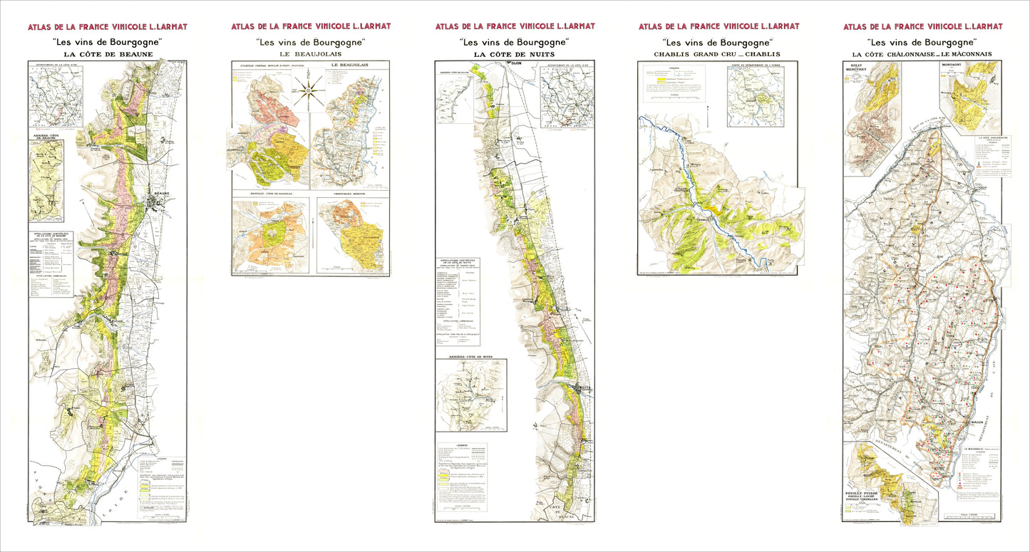 Set of maps of the French Greater Burgundy 