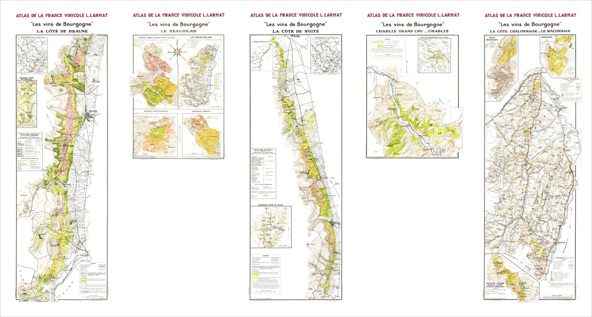 Set of maps of the French Greater Burgundy 