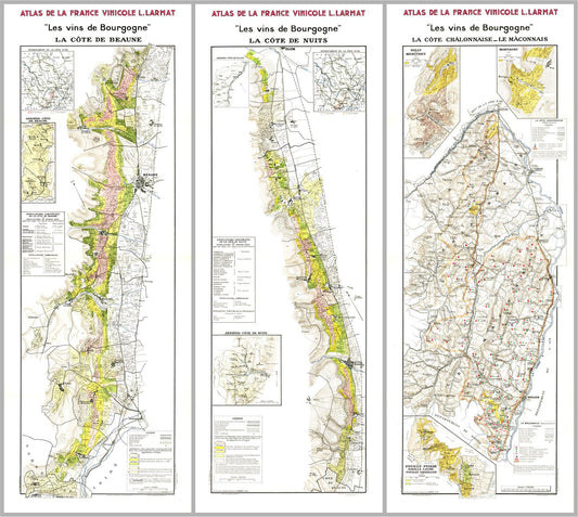 Set of three wine region maps from Atlas de la France Viticole L'Armat