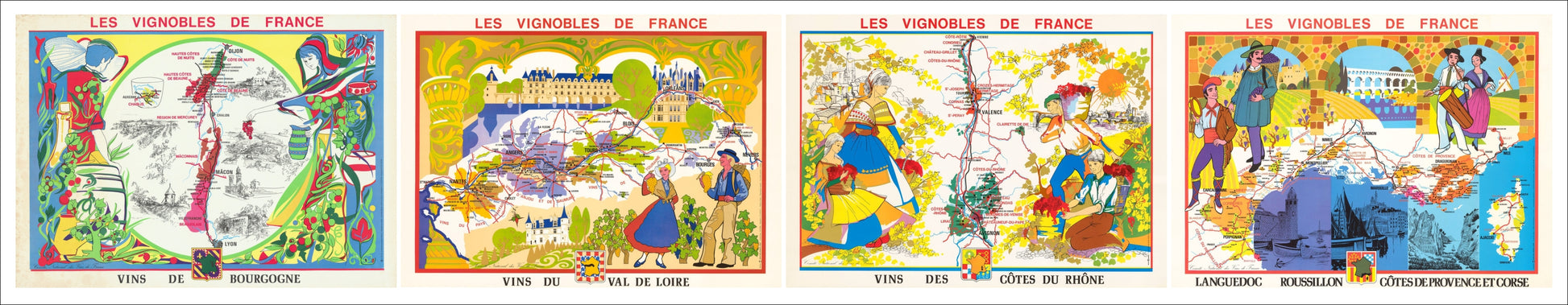 presentation of the set of 4 maps reproduction without a frame
