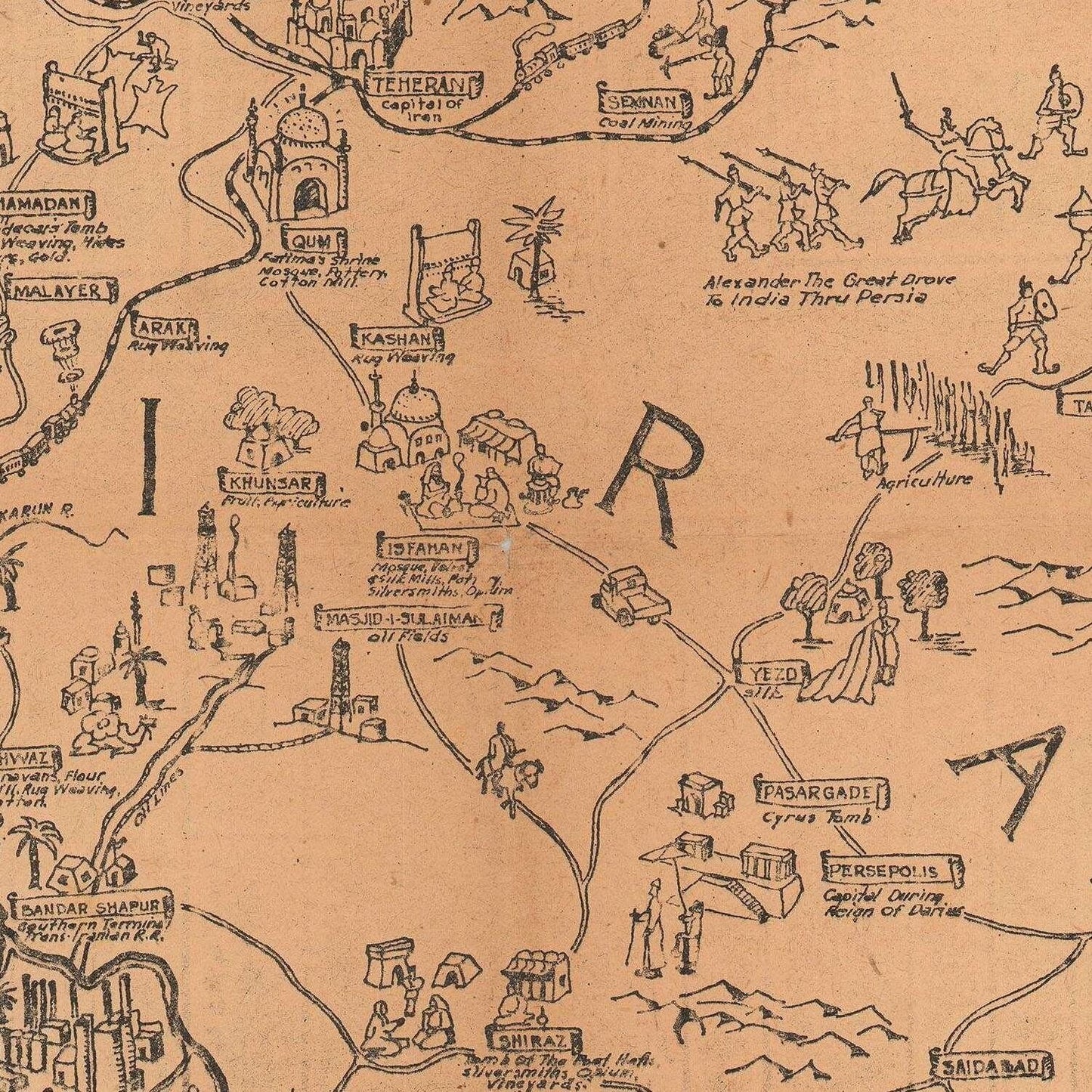 detail of the map from the centre 
