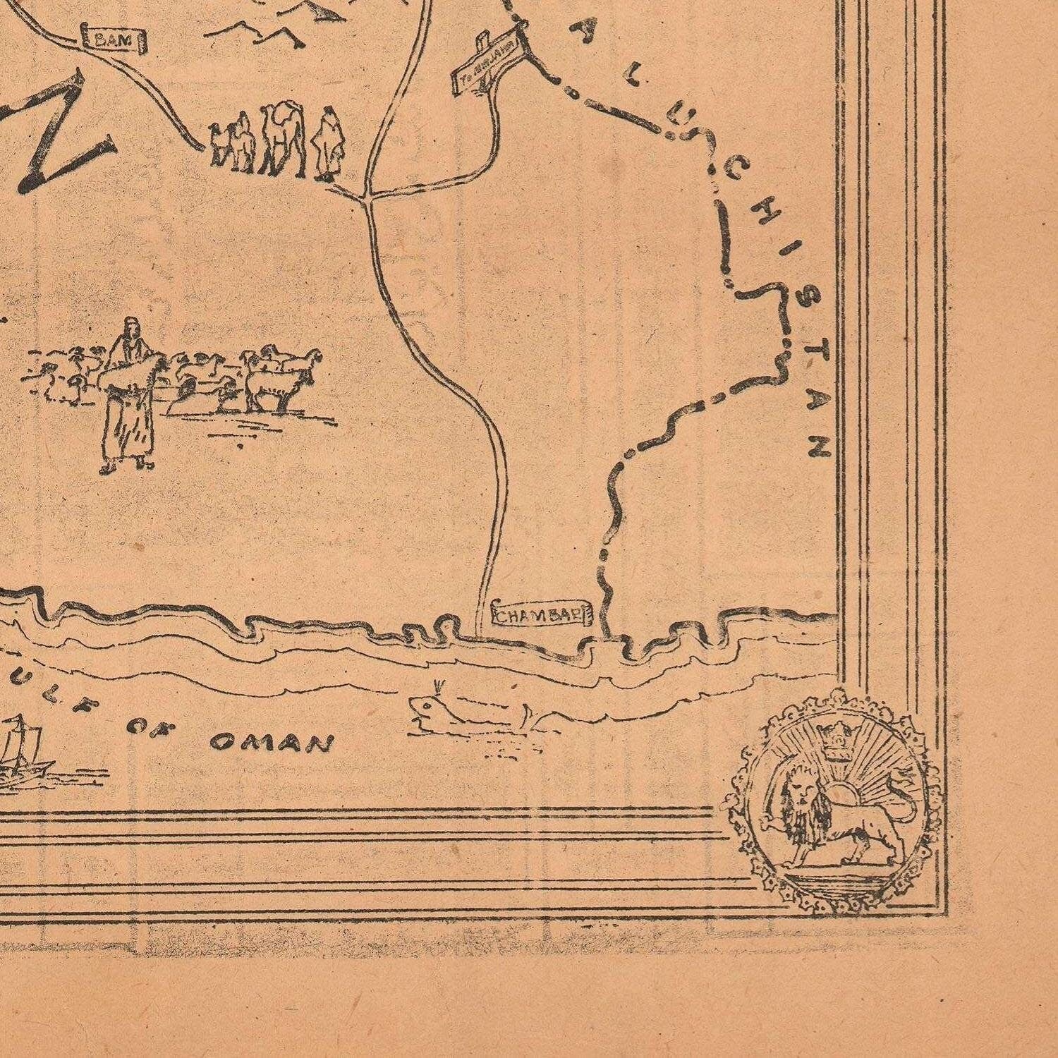 detail of the map from the bottom right corner
