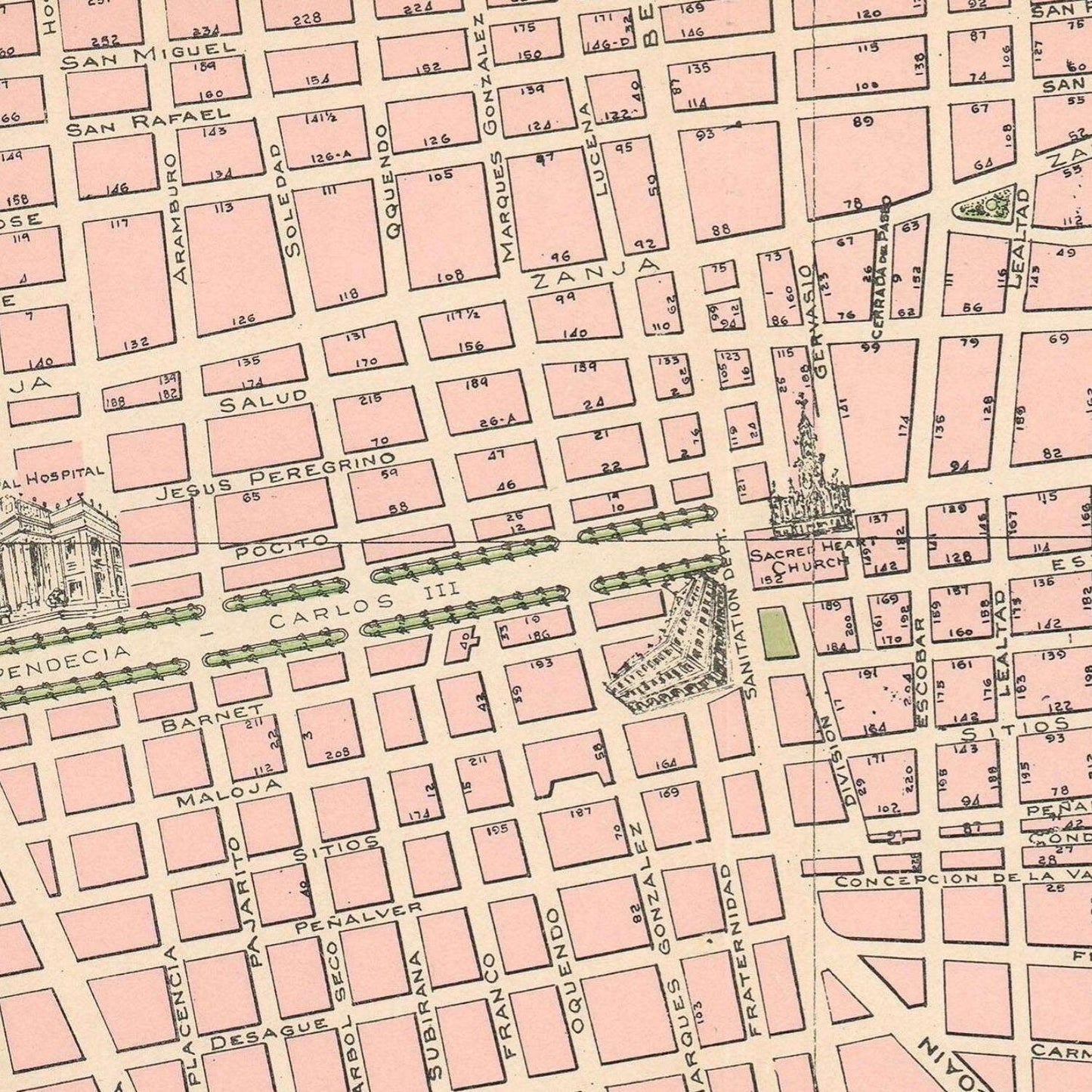 detail of the map from the centre 
