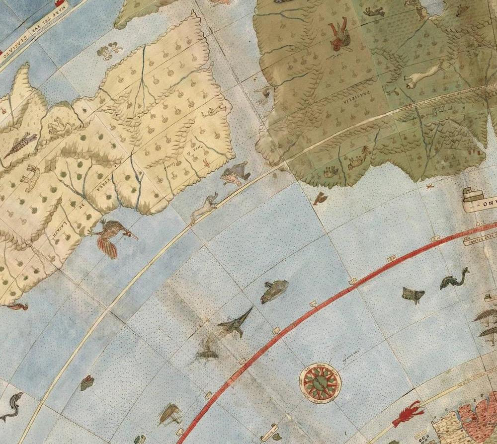 detail of the map from the centre left