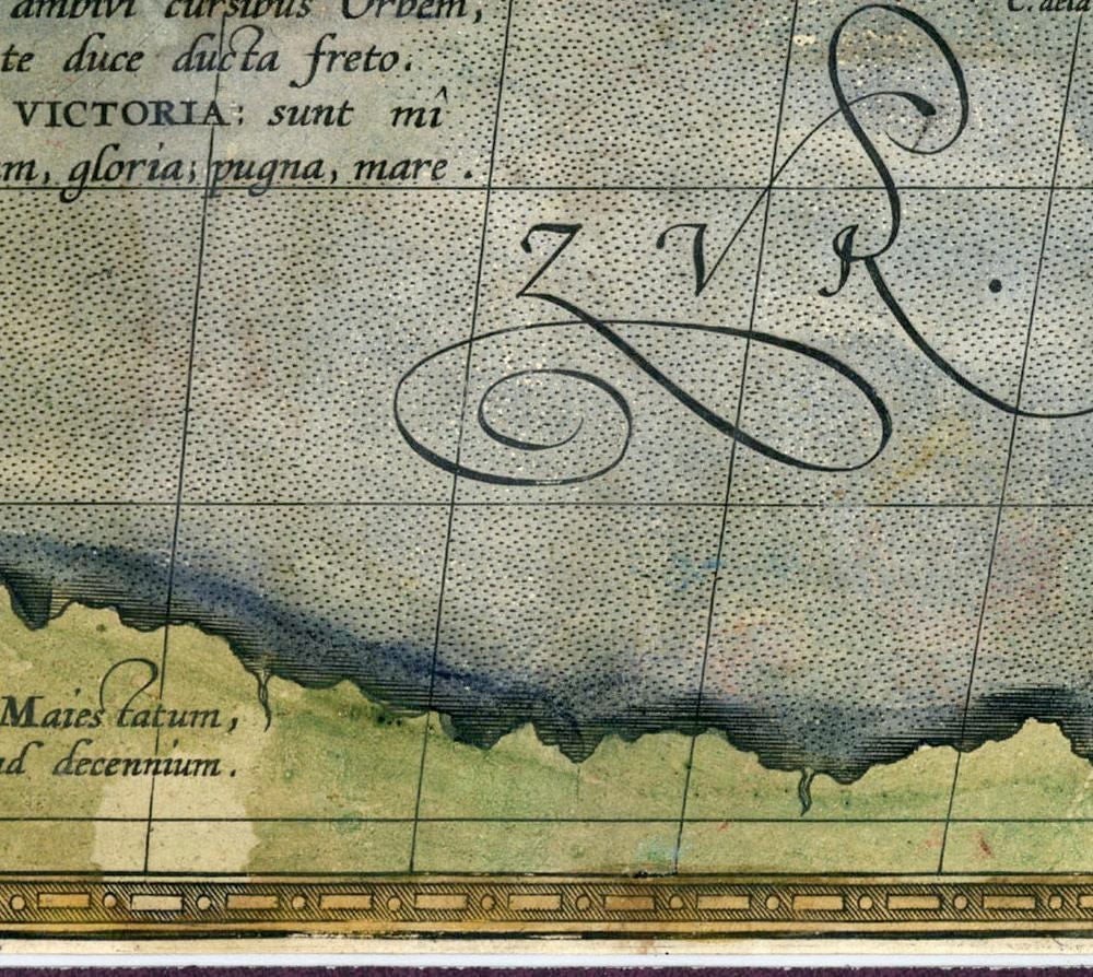 Ancient map of the Pacific Ocean, Maris Pacifici, 1589