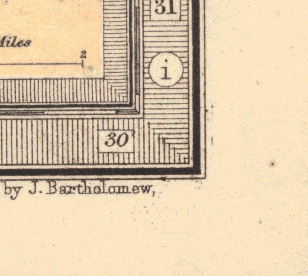 detail of the map from the bottom right corner