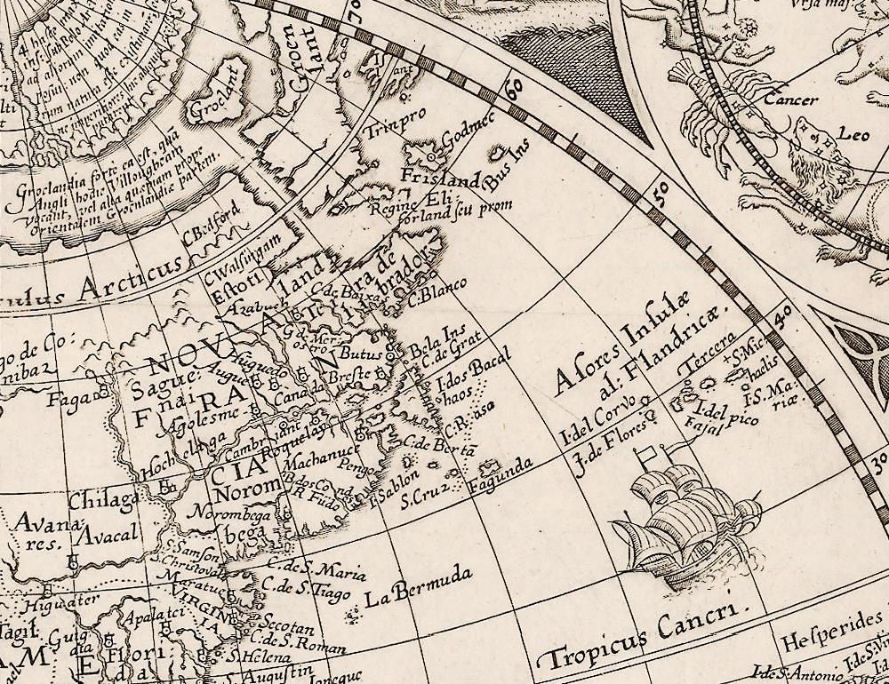 detail of the map from the centre left