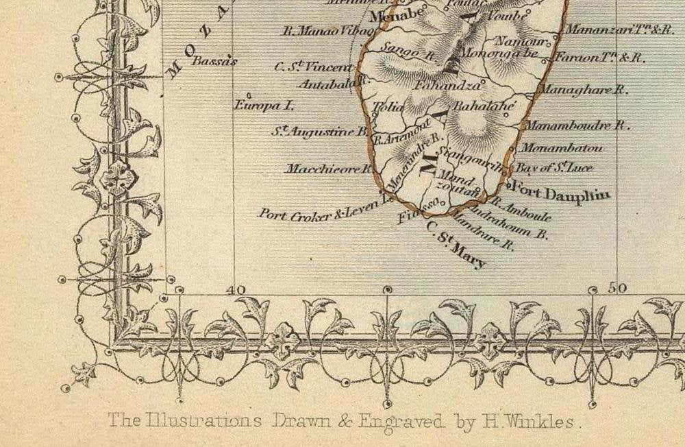 detail of the map from the bottom left corner