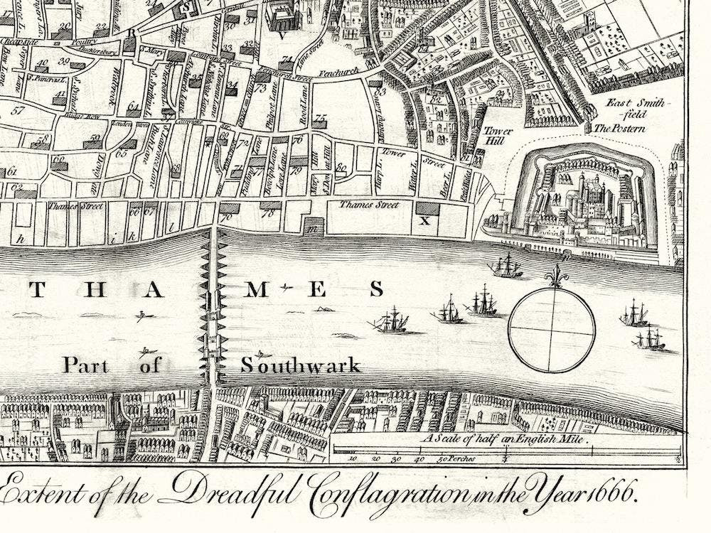 detail of the map from the bottom right corner
