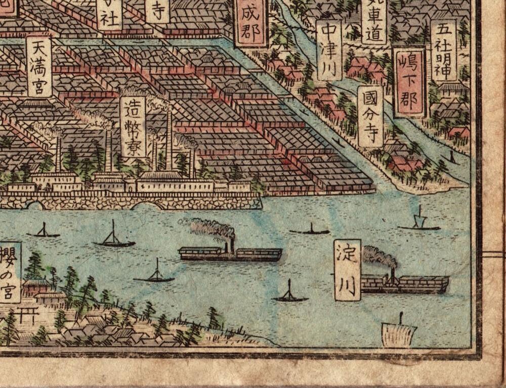 detail of the map from the bottom right corner