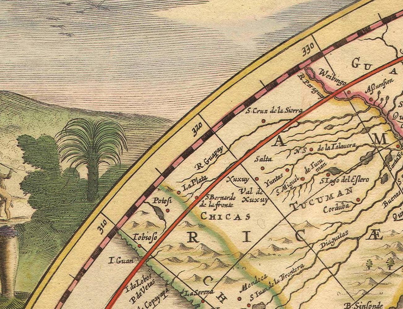 detail of the map from the centre left