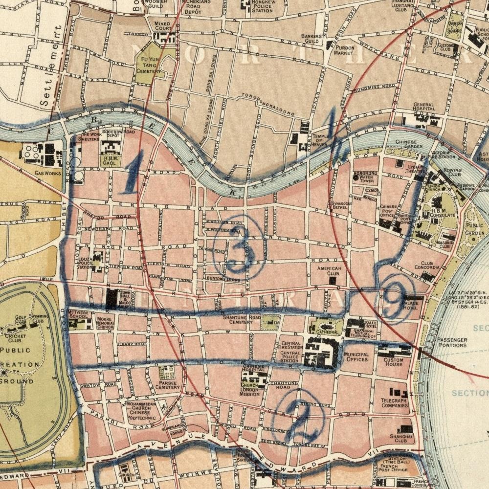 detail of the map from the centre 