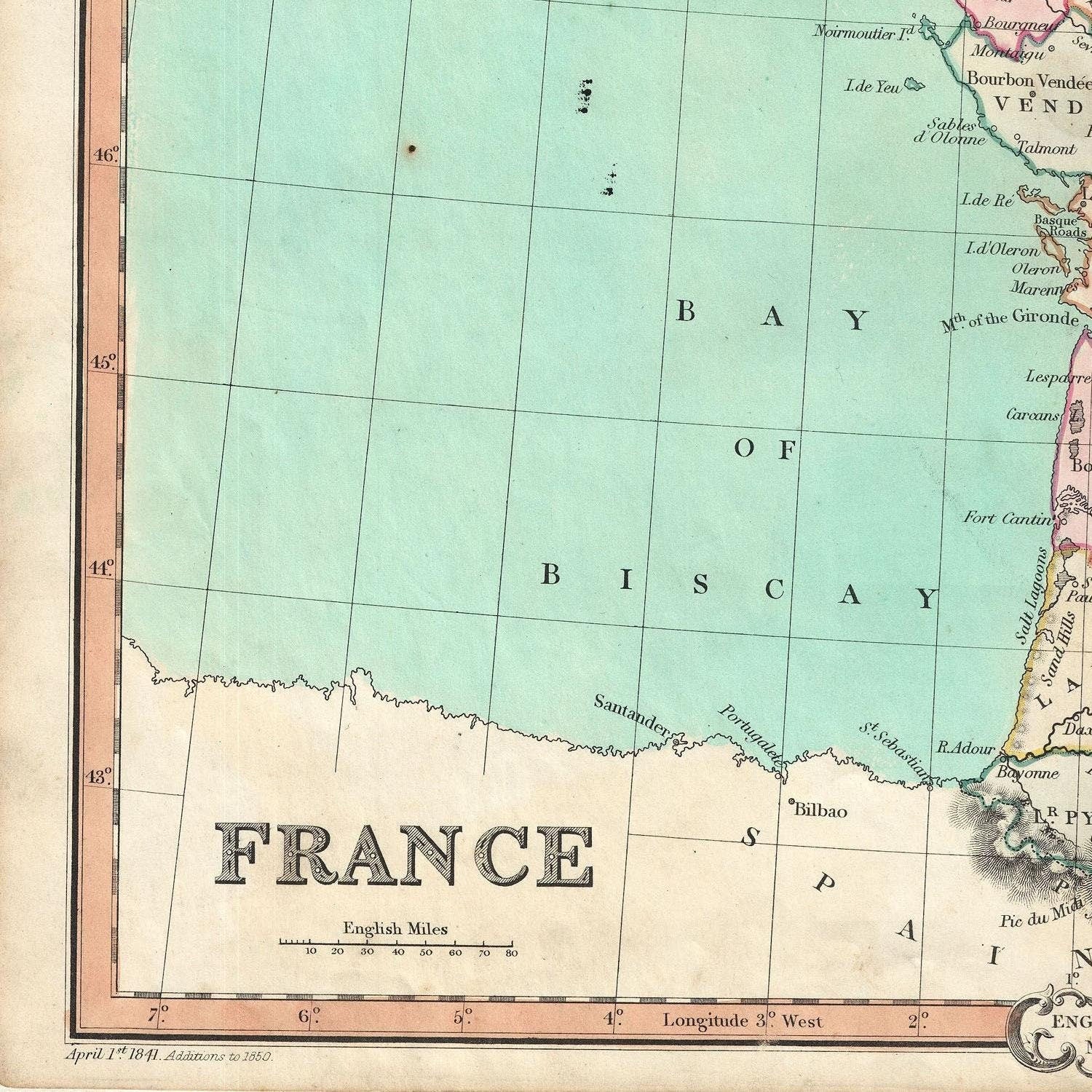 detail of the map from the bottom left corner