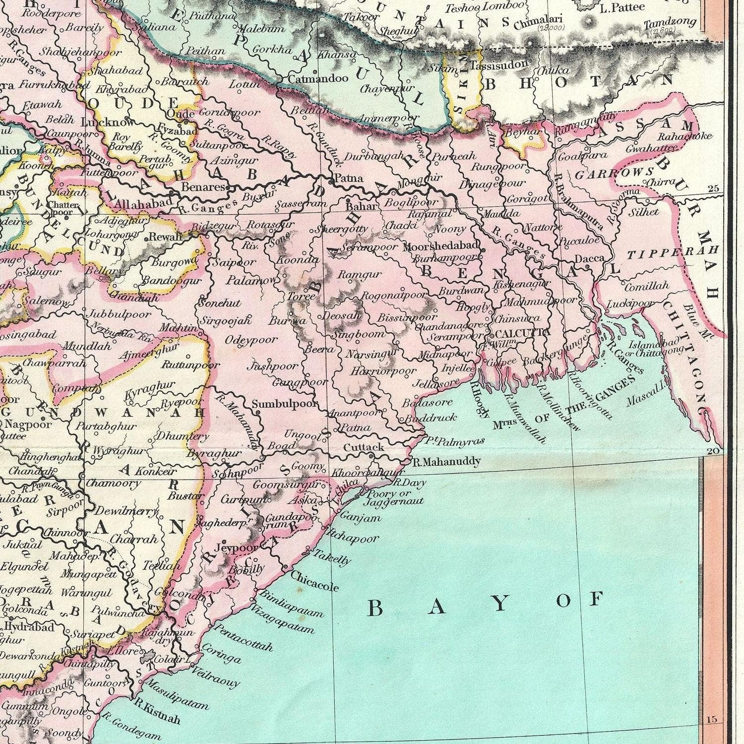 detail of the map from the centre left