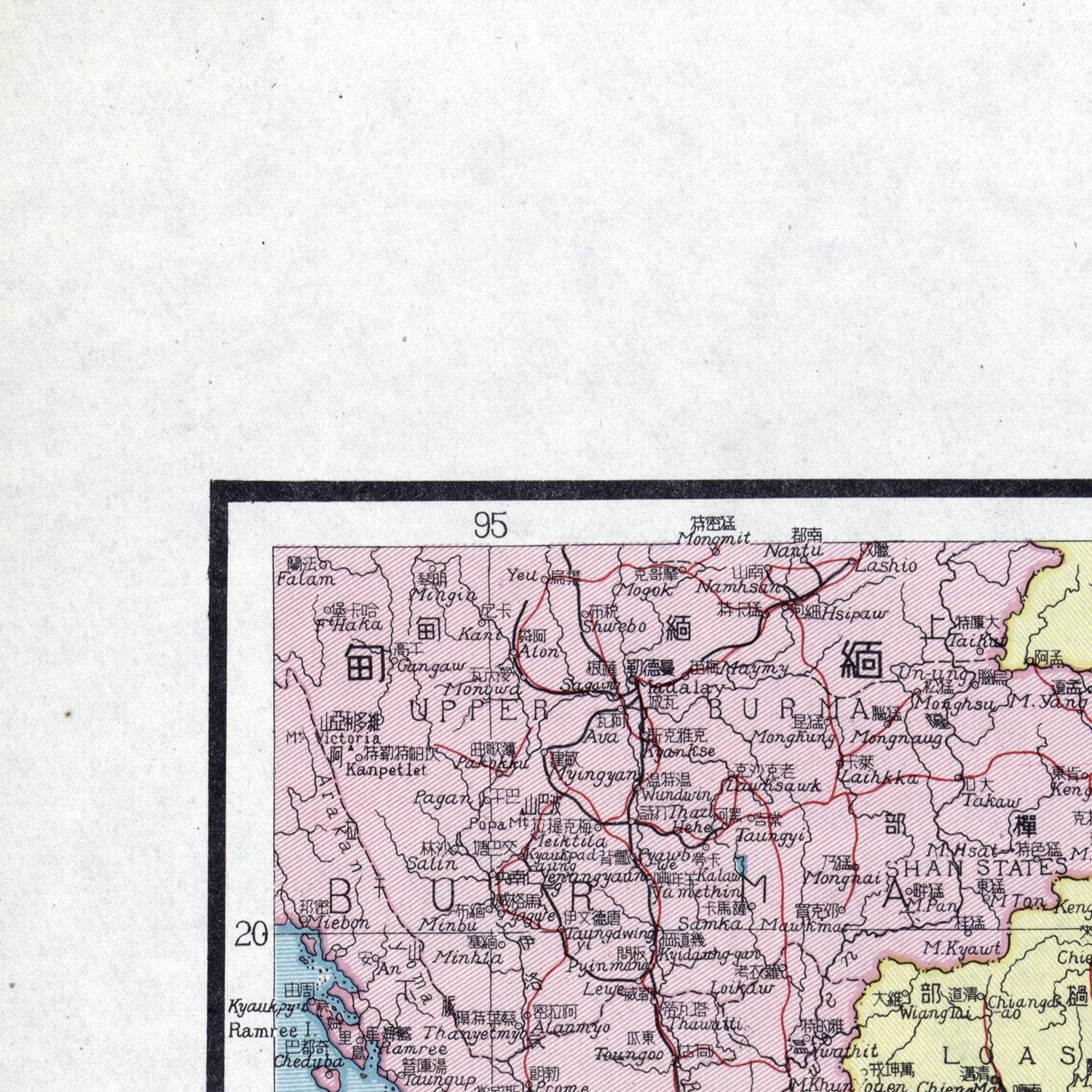 detail of the map from the top left corner