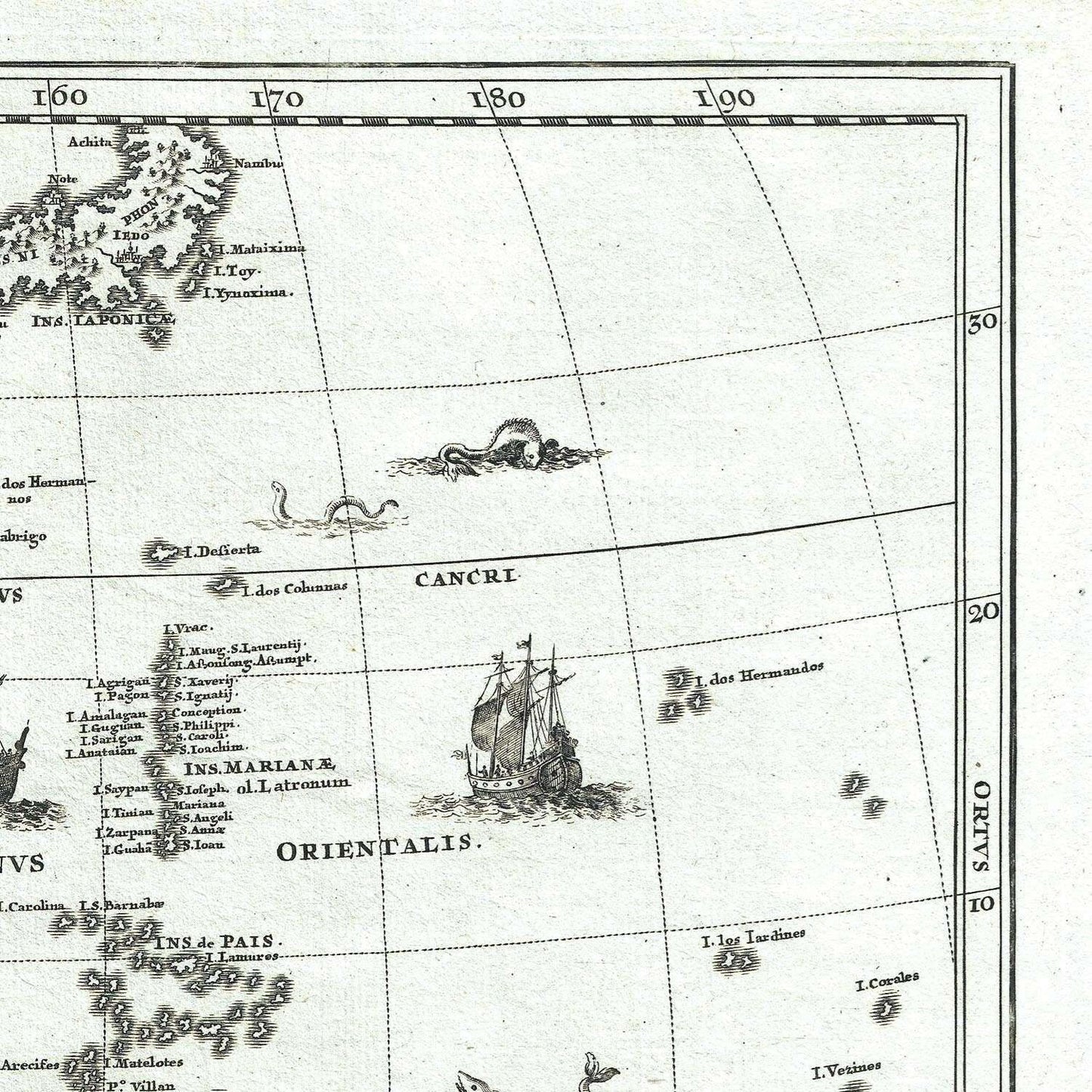 detail of the map from the top right corner