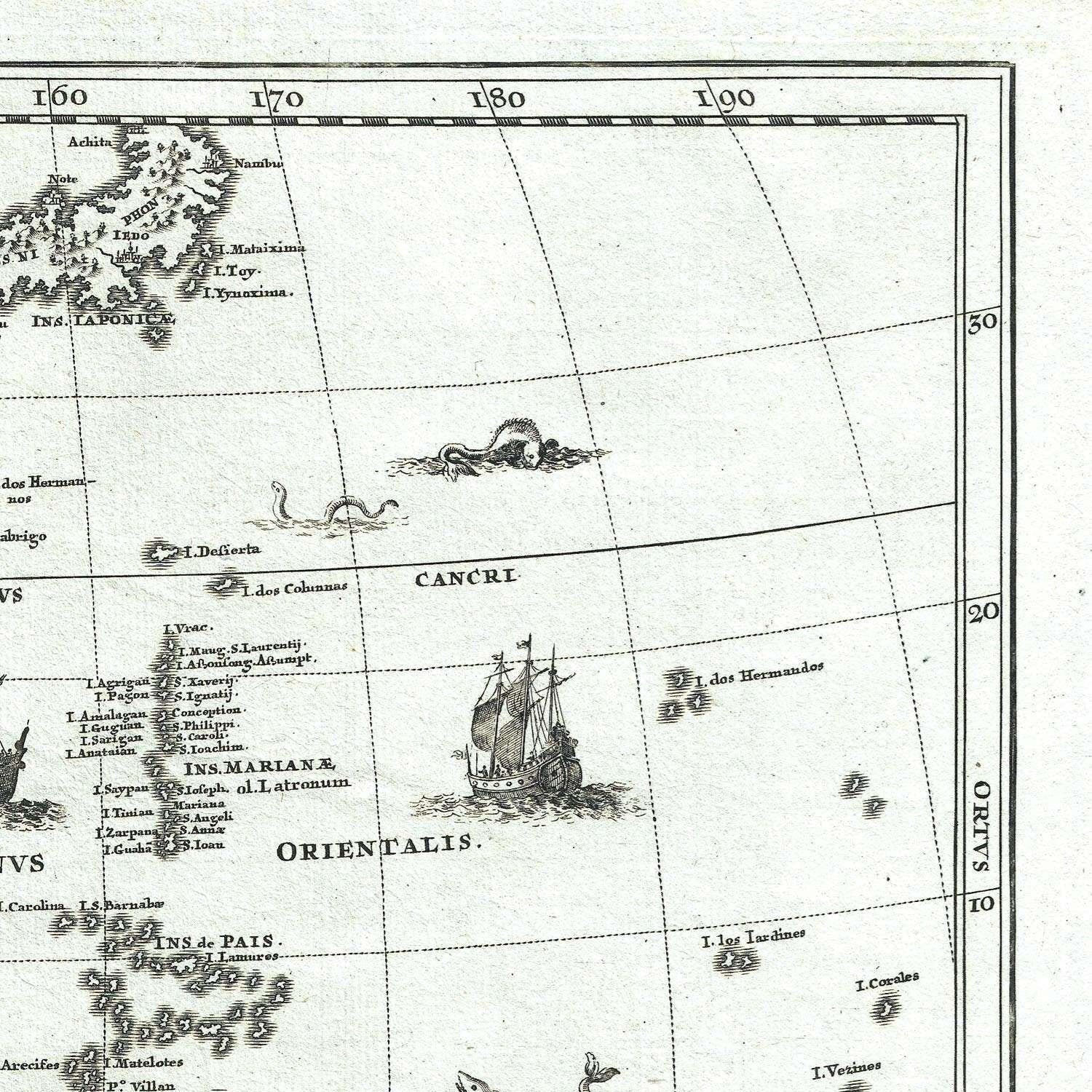 detail of the map from the top right corner