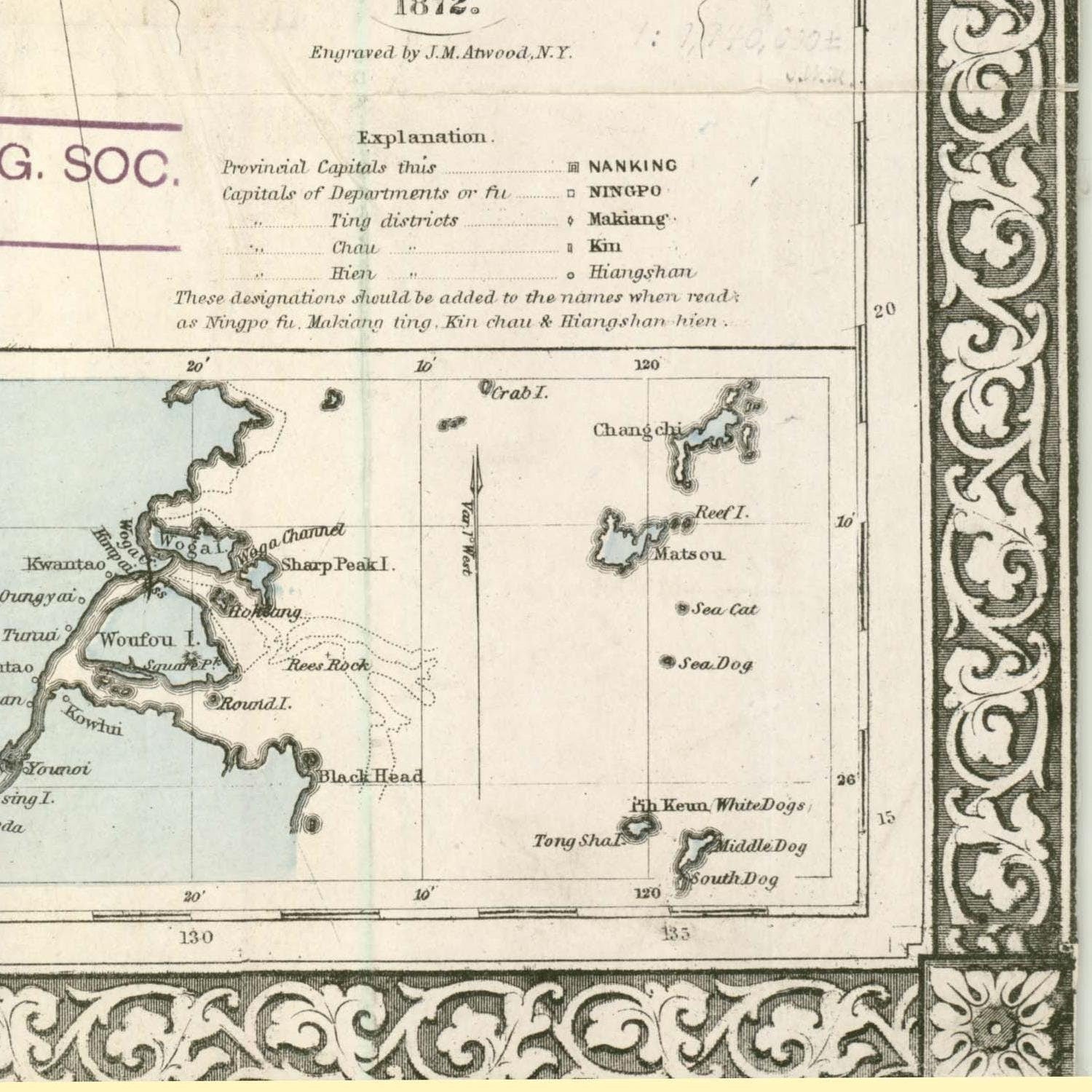 detail of the map from the bottom right corner