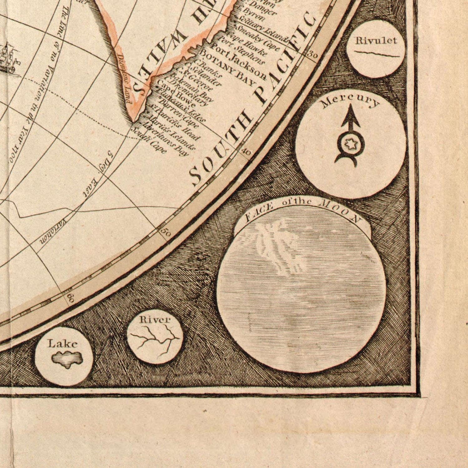 detail of the map from the bottom right corner