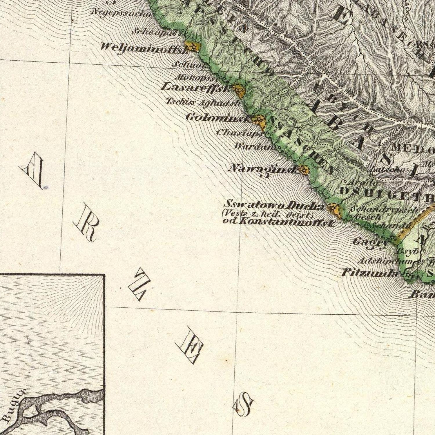 detail of the map from the centre left